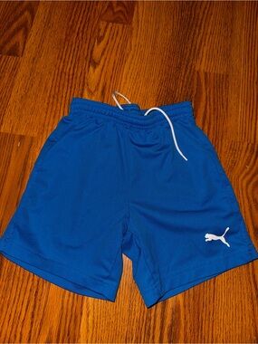 Puma Boys Royal Blue Athletic Shorts with White Logo